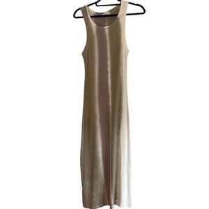 Mango MNG Ribbed Tie Dye Maxi Dress Tan Brown Sleeveless Tank Column XS